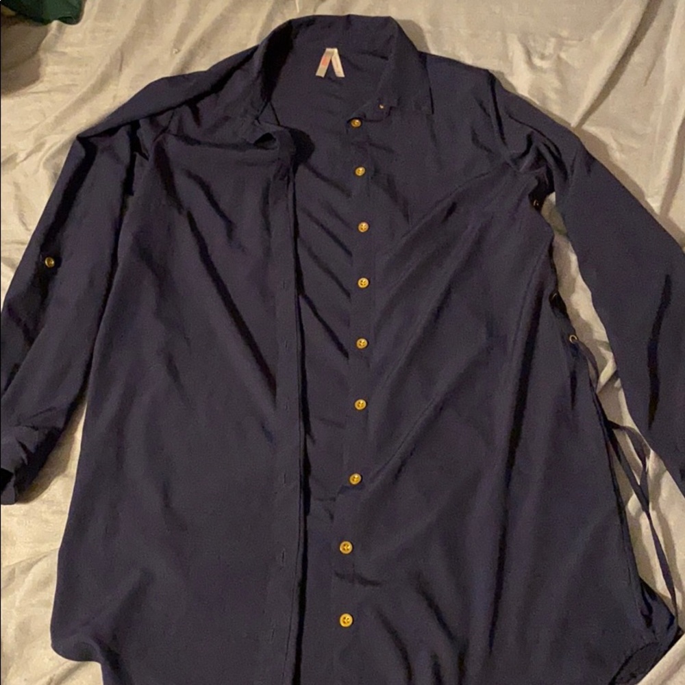 Navy blue long sleeve dress shirt